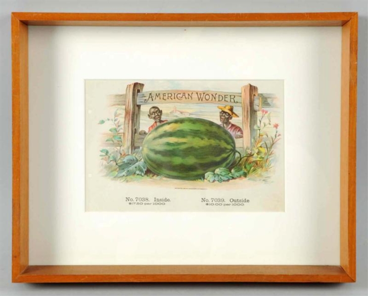 1888 AMERICAN WONDER SALES SAMPLE CIGAR BOX LABEL 