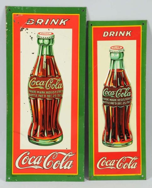 LOT OF 2: COCA-COLA EMBOSSED TIN SIGNS.           