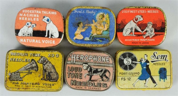 LOT OF 6: RECORD NEEDLE TINS.                     