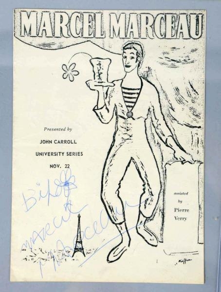 PLAYBILL AUTOGRAPHED BY MARCEL MARCEAU.           