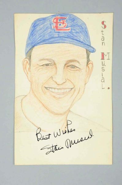 LOT OF 3: AUTOGRAPHED BASEBALL PLAYER SKETCHES.   