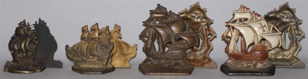 LOT OF 4: PAIRS OF CAST IRON SHIP BOOKENDS.       