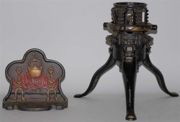 LOT OF 2: CAST IRON FIGURAL ITEMS.                