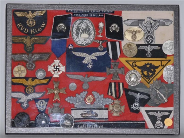 LOT OF ASSORTED NAZI MEDALS, PINS & PATCHES.      