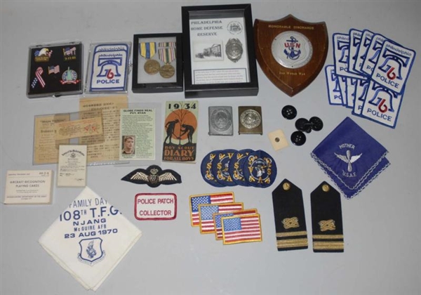 LARGE LOT OF MILITARY BADGES, PATCHES AND MEDALS. 