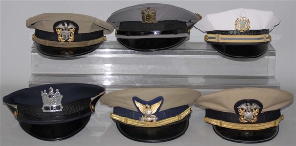 LOT OF 6: MILITARY AND POLICE HATS.               