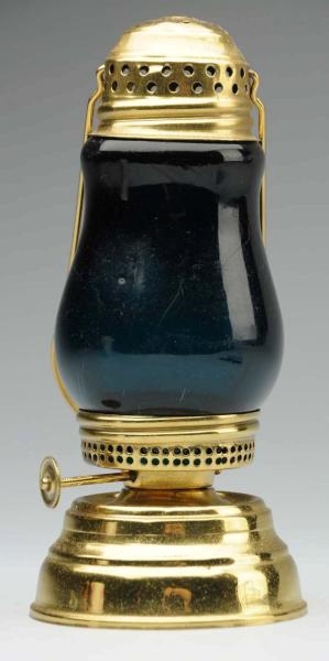SKATERS LANTERN WITH DEEP BLUE GLASS.            