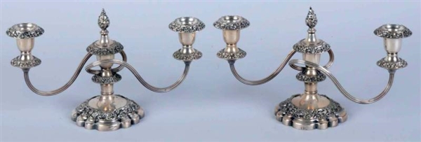 PAIR OF ENGLISH STERLING SILVER CANDELABRA.       