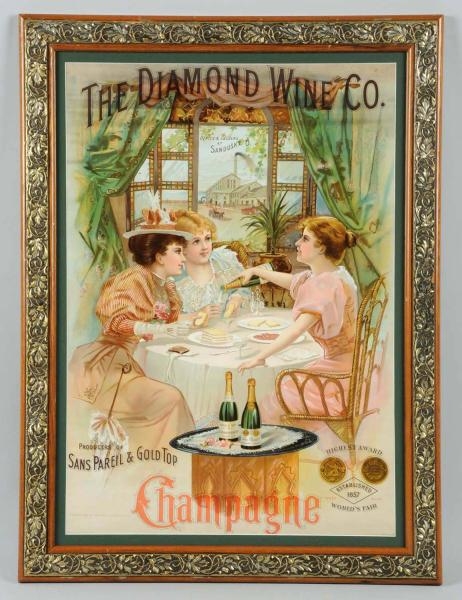 1896 DIAMOND WINE CO. SANDUSKY, OH. PAPER POSTER. 