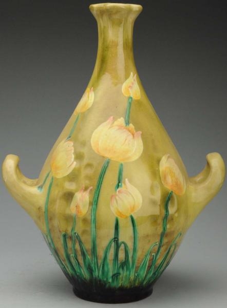 RSTK VASE WITH YELLOW TULIPS.                     