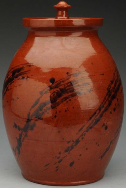 LARGE LESTER BREININGER REDWARE HONEY POT.        