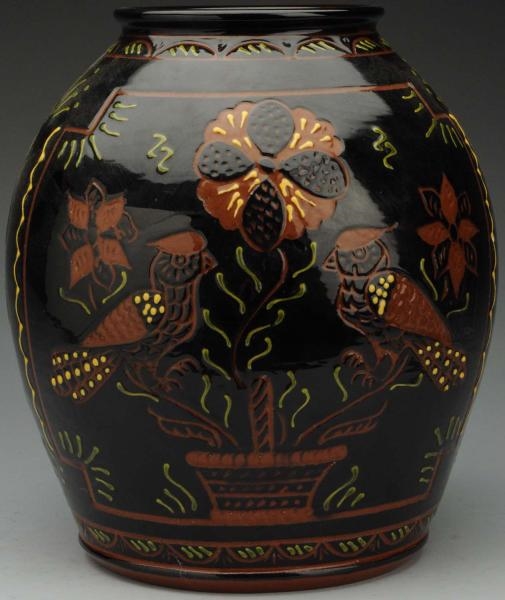 LARGE LESTER BREININGER REDWARE VASE.             