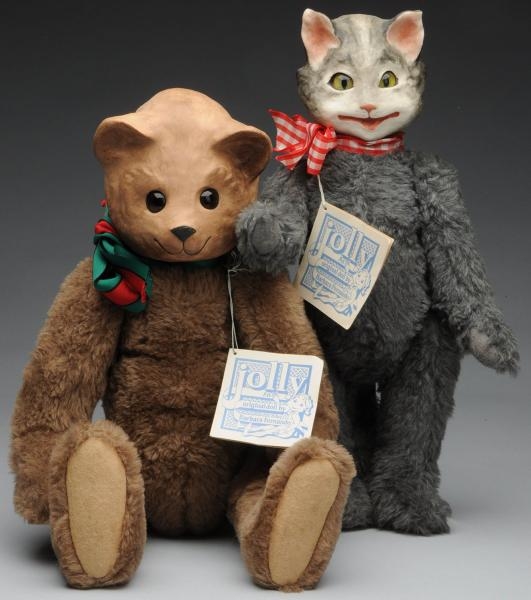 JOLLY KITTY & BEAR BARBARA FERNANDO ARTIST DOLLS. 