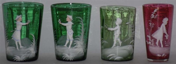 LOT OF 4: MARY GREGORY GLASSES.                   