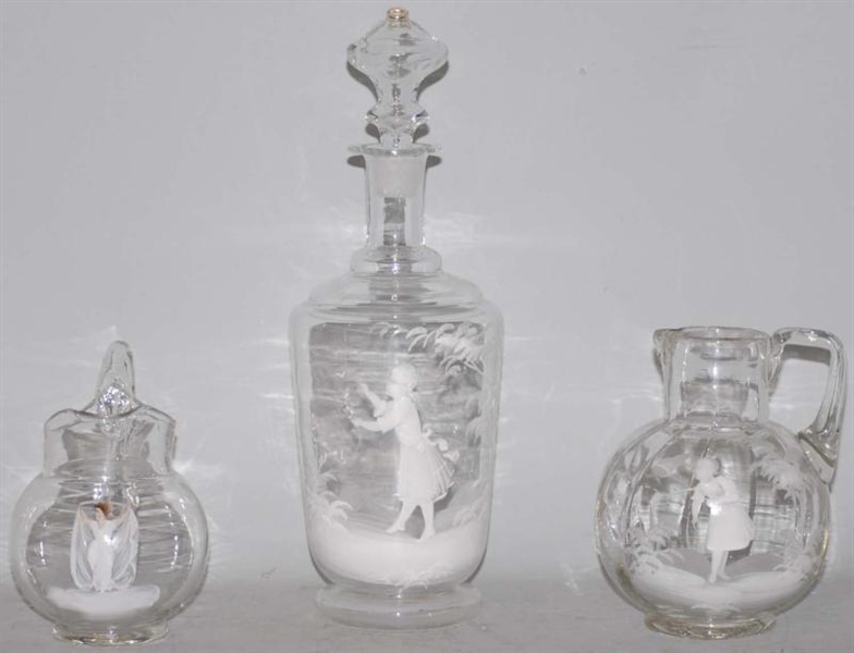 LOT OF 3: HAND BLOWN MARY GREGORY PIECES.         
