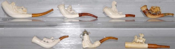 LOT OF 7: CARVED MEERSCHAUM PIPES.                