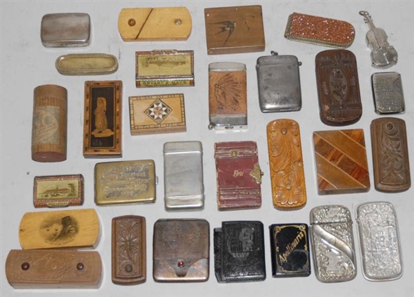 LOT OF 20+ ASSORTED MATCH SAFES.                  