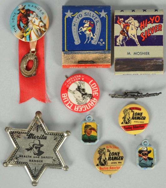 LOT OF 10: ASSORTED LONE RANGER ITEMS.            
