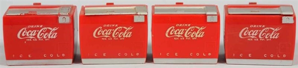 LOT OF 4: COCA-COLA MINI COOLER MUSIC BOXES.      