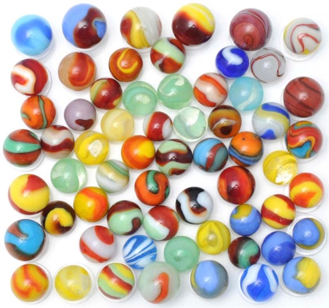 LOT OF 62: MACHINE MADE MARBLES.                  