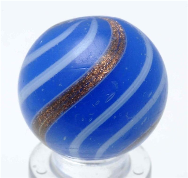 BLUE OPAQUE BANDED LUTZ MARBLE.                   