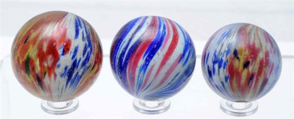 LOT OF 3: LARGE ONIONSKIN MARBLES.                