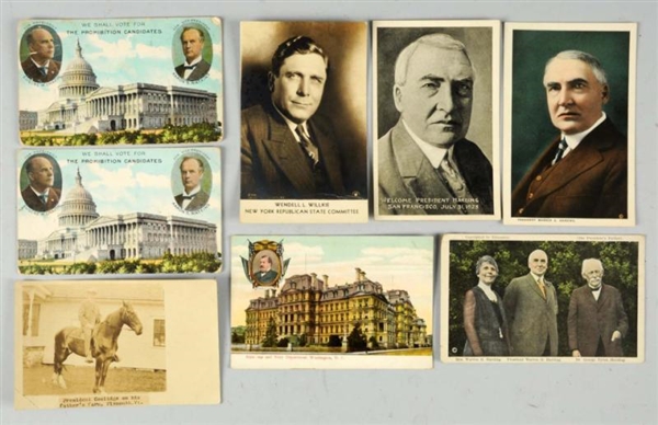 LOT OF 8: ASSORTED PRESIDENTIAL POSTCARDS.        