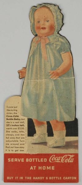 1930S COCA-COLA BABY DOLL SMALL CUTOUT.           