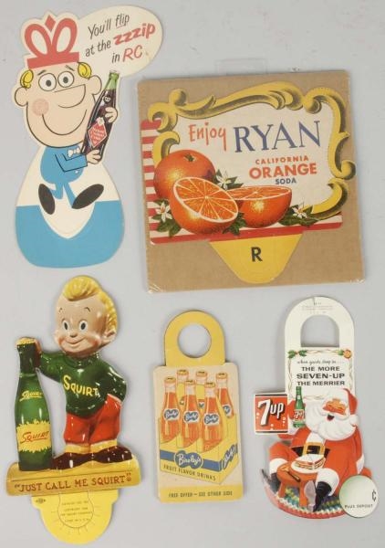 LOT OF 5: ASSORTED SODA BOTTLE TOPPERS.           