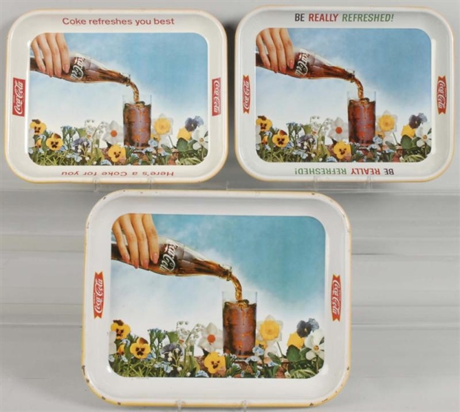 LOT OF 3: 1960S COCA-COLA SERVING TRAYS.          