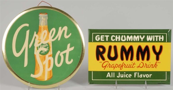 LOT OF 2: TIN OVER CARDBOARD SODA SIGNS.          