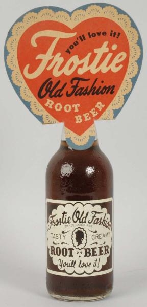 FROSTIE ROOT BEER BOTTLE WITH TOPPER.             