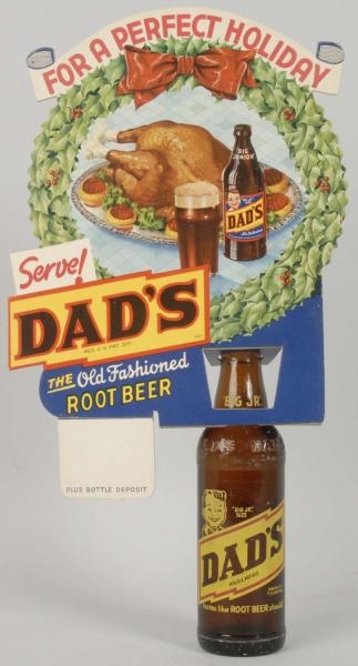 DADS ROOT BEER BOTTLE WITH SIGN.                 