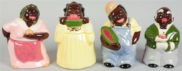 LOT OF 4: MODERN BLACK AMERICAN COOKIE JARS.      