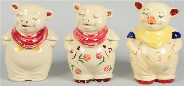 LOT OF 3: SHAWNEE PIG COOKIE JARS.                