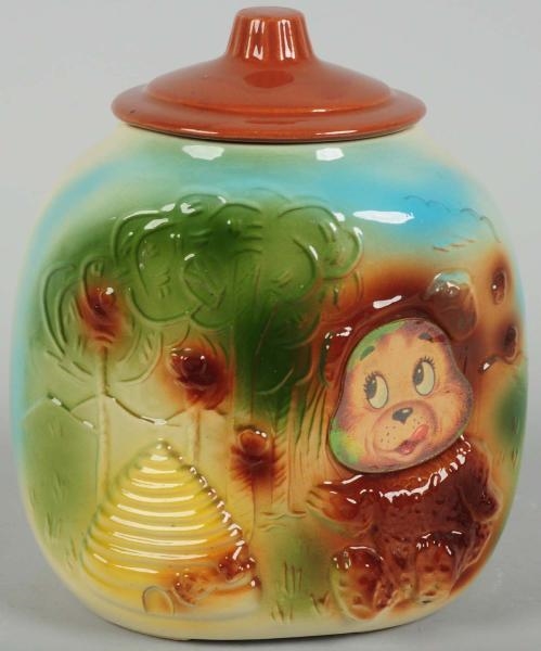 AMERICAN BISQUE BEAR FLASHER COOKIE JAR.          