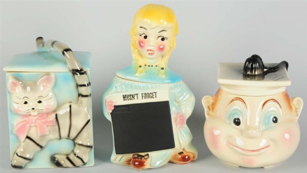 LOT OF 3: AMERICAN BISQUE COOKIE JARS.            