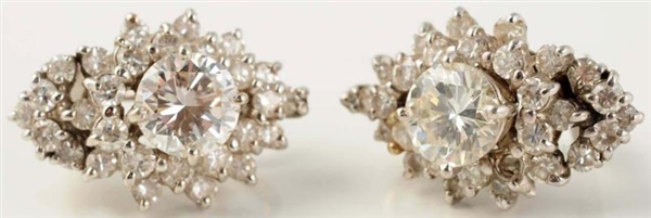 14K WHITE GOLD DIAMOND EARRINGS.                  