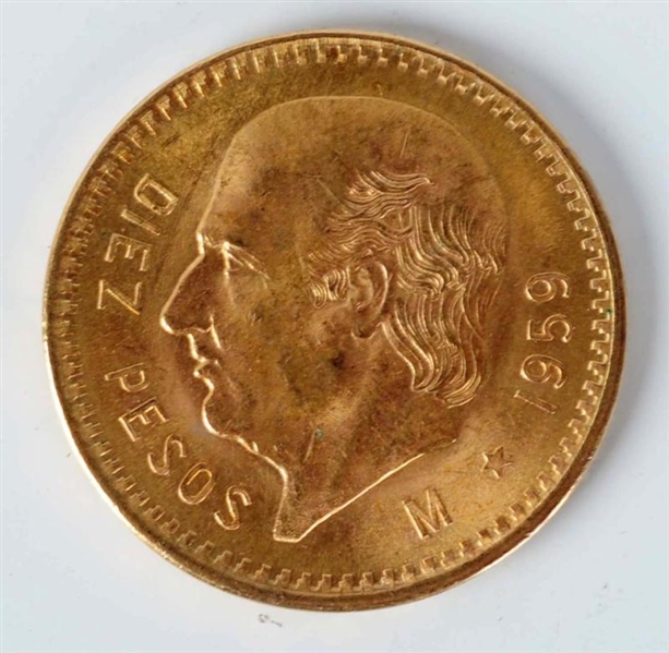 1959 MEXICAN GOLD COIN.                           