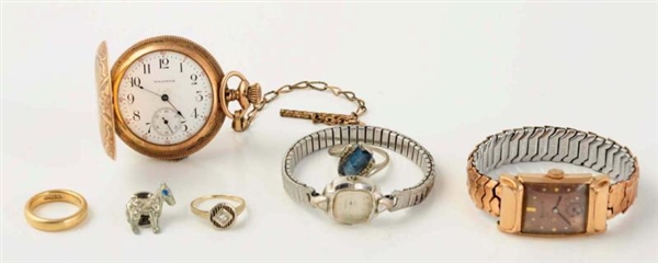 LOT OF 6: WRIST WATCHES & RINGS.                  