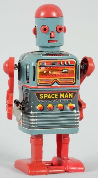 TIN LITHO LINEMAR WIND-UP SPACE MAN ROBOT TOY.    