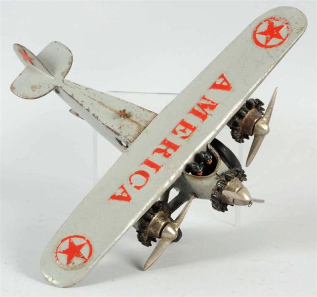CAST IRON HUBLEY AMERICA AIRPLANE TOY.            