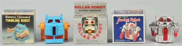 LOT OF 3: BATTERY-OPERATED ROLLOVER ROBOT TOYS.   