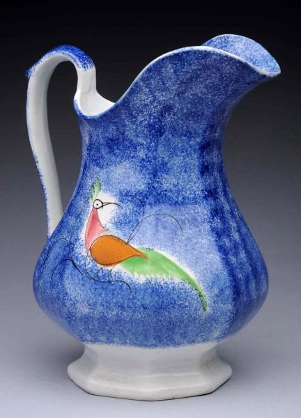 19TH CENTURY LARGE SPATTERWARE WATER PITCHER.     