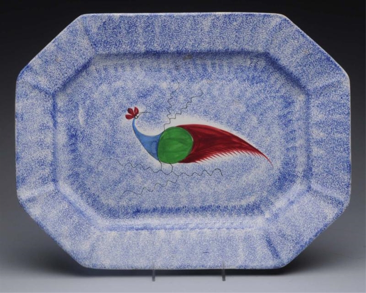 19TH CENTURY BLUE SPATTERWARE PLATE.              