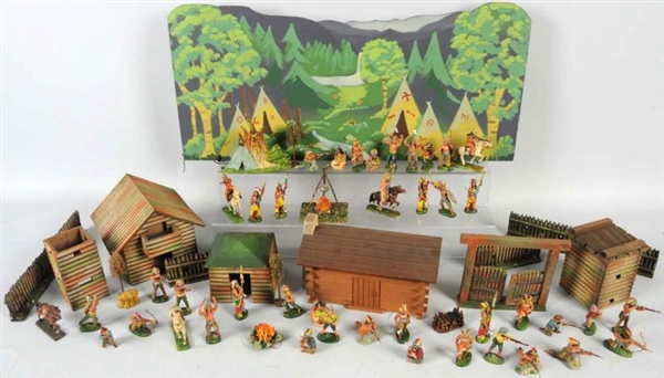 LARGE COLLECTION OF ELASTOLIN FIGURES WITH FORT.  