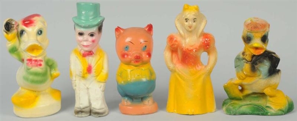 LOT OF 5: CHARACTER CHALK CARNIVAL FIGURES.       