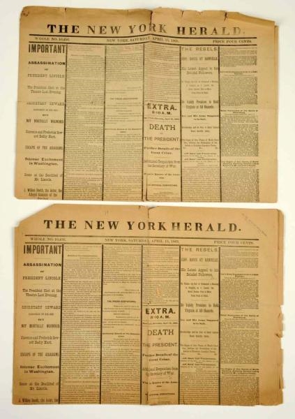  LOT OF 2: NEW YORK HERALD NEWSPAPERS.            