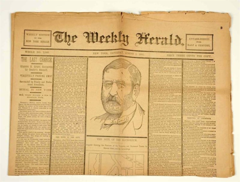 WEEKLY HERALD NEWSPAPER - PRESIDENT GRANT DEATH.  