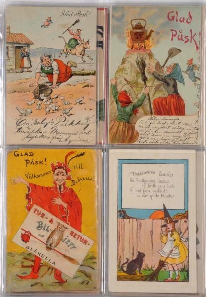 LOT OF 20: HALLOWEEN & EASTER WITCH POSTCARDS.    